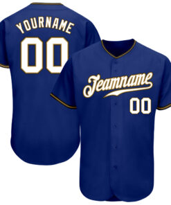 Custom Royal White Old Gold-Black Authentic Baseball Jersey