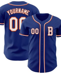 Custom Royal White-Orange Authentic Baseball Jersey
