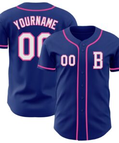 Custom Royal White-Pink Authentic Baseball Jersey