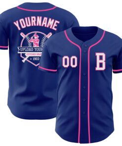Custom Royal White-Pink Authentic Baseball Jersey