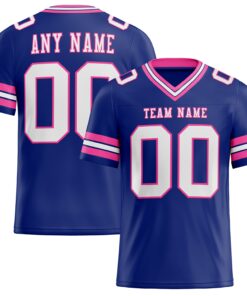 Custom Royal White-Pink Mesh Authentic Football Jersey