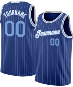 Custom Royal White Pinstripe Light Blue-White Authentic Basketball Jersey