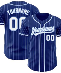 Custom Royal White Pinstripe White-Light Blue Authentic Baseball Jersey