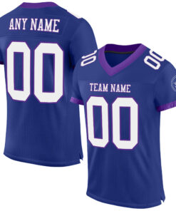 Custom Royal White-Purple Mesh Authentic Football Jersey