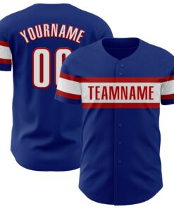 Custom Royal White-Red Authentic Baseball Jersey