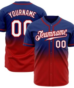 Custom Royal White-Red Authentic Fade Fashion Baseball Jersey