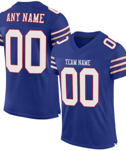 Custom Royal White-Red Mesh Authentic Football Jersey