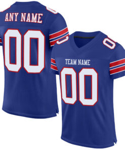 Custom Royal White-Red Mesh Authentic Football Jersey