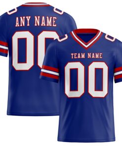 Custom Royal White-Red Mesh Authentic Football Jersey
