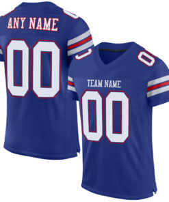 Custom Royal White-Red Mesh Authentic Football Jersey