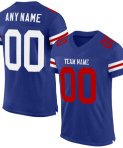Custom Royal White-Red Mesh Authentic Football Jersey
