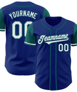 Custom Royal White-Teal Authentic Two Tone Baseball Jersey