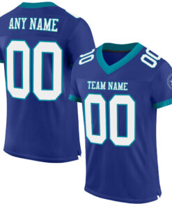 Custom Royal White-Teal Mesh Authentic Football Jersey