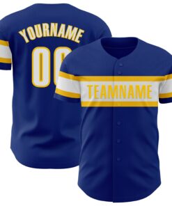 Custom Royal White-Yellow Authentic Baseball Jersey