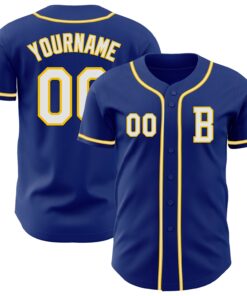 Custom Royal White-Yellow Authentic Baseball Jersey