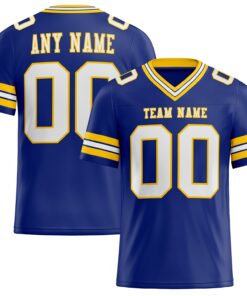 Custom Royal White-Yellow Mesh Authentic Football Jersey