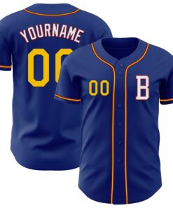 Custom Royal Yellow-Crimson Authentic Baseball Jersey