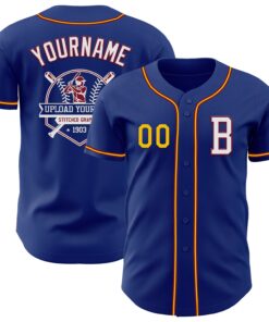 Custom Royal Yellow-Crimson Authentic Baseball Jersey