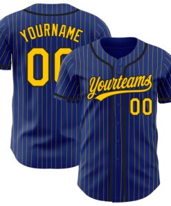 Custom Royal Yellow Pinstripe Black Authentic Baseball Jersey