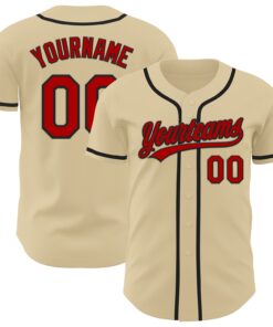 Custom Sand Red-Black Authentic Baseball Jersey