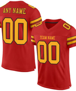 Custom Scarlet Gold-Black Mesh Authentic Football Jersey