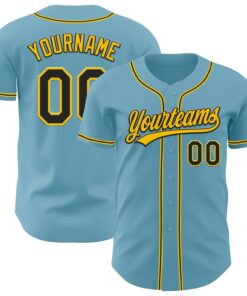 Custom Shadow Blue Black-Yellow Authentic Baseball Jersey