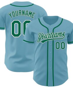 Custom Shadow Blue Kelly Green-White Authentic Baseball Jersey