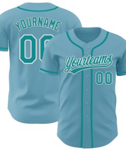 Custom Shadow Blue Teal-White Authentic Baseball Jersey