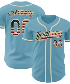 Custom Shadow Blue Vintage USA Flag-Cream Authentic Baseball Jersey