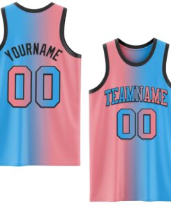 Custom Sky Blue Medium Pink-Black Authentic Gradient Fashion Basketball Jersey