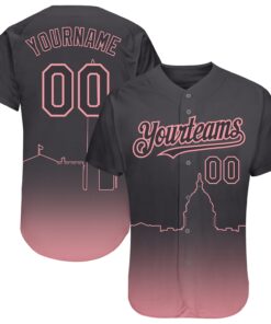 Custom Steel Gray Medium Pink 3D Washington City Edition Fade Fashion Authentic Baseball Jersey