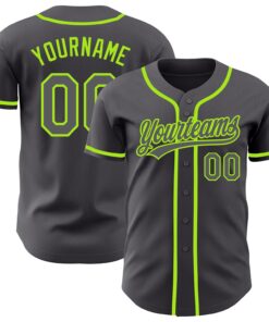 Custom Steel Gray Neon Green Authentic Baseball Jersey