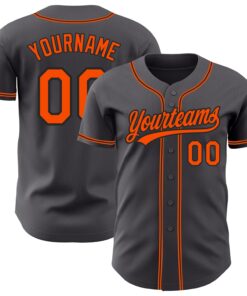Custom Steel Gray Orange-Black Authentic Baseball Jersey