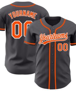 Custom Steel Gray Orange-White Authentic Baseball Jersey