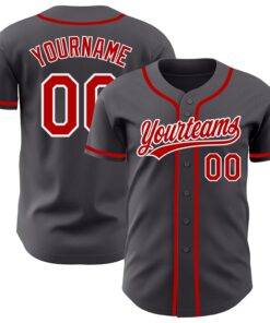 Custom Steel Gray Red-White Authentic Baseball Jersey
