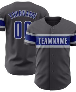 Custom Steel Gray Royal-Gray Authentic Baseball Jersey