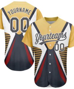Custom Steel Gray Vegas Gold-White 3D Pattern Design Abstract Sport Authentic Baseball Jersey