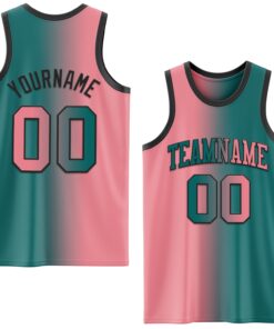 Custom Teal Medium Pink-Black Authentic Gradient Fashion Basketball Jersey