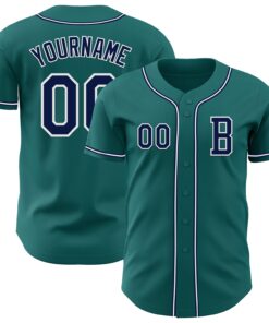 Custom Teal Navy-White Authentic Baseball Jersey