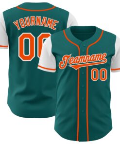 Custom Teal Orange-White Authentic Two Tone Baseball Jersey