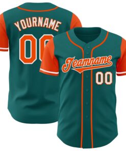 Custom Teal Orange-White Authentic Two Tone Baseball Jersey