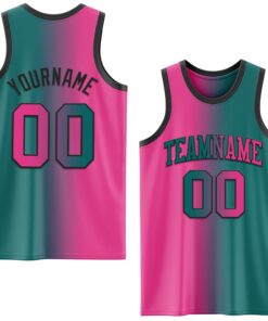 Custom Teal Pink-Black Authentic Gradient Fashion Basketball Jersey
