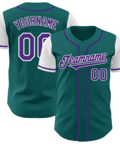Custom Teal Purple-White Authentic Two Tone Baseball Jersey