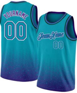 Custom Teal Purple-White Fade Fashion Authentic City Edition Basketball Jersey