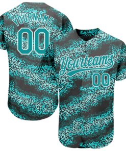 Custom Teal Teal-Black 3D Pattern Design Authentic Baseball Jersey