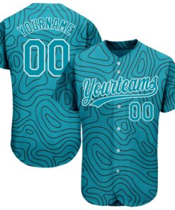 Custom Teal Teal-Black 3D Pattern Design Authentic Baseball Jersey