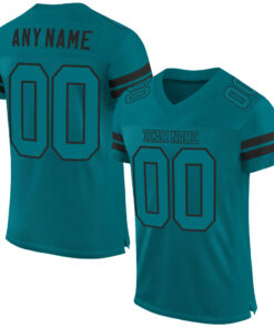 Custom Teal Teal-Black Mesh Authentic Football Jersey