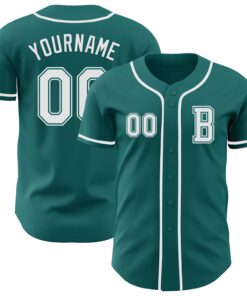 Custom Teal White Authentic Baseball Jersey
