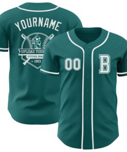 Custom Teal White Authentic Baseball Jersey