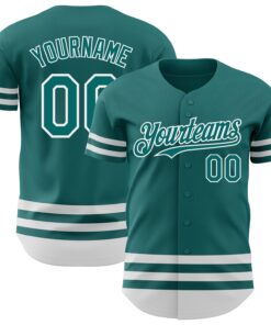 Custom Teal White Line Authentic Baseball Jersey
